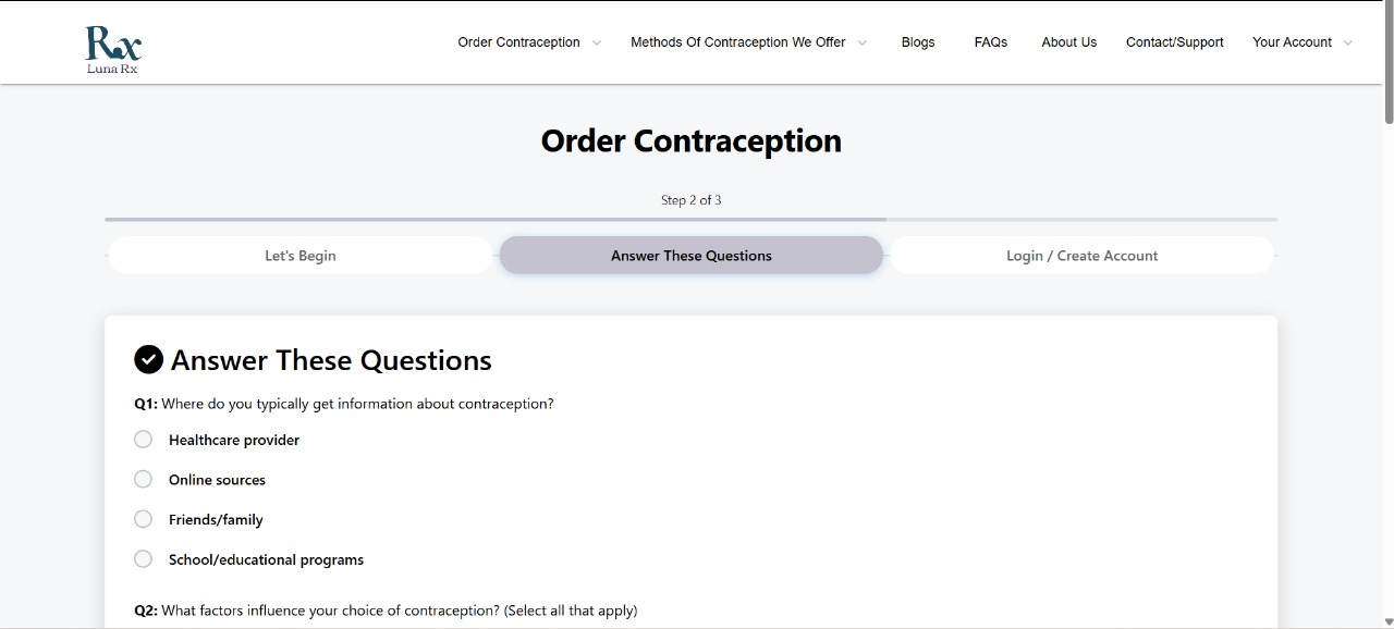Luna Rx – Digital Contraceptive Care Platform project screenshot 3